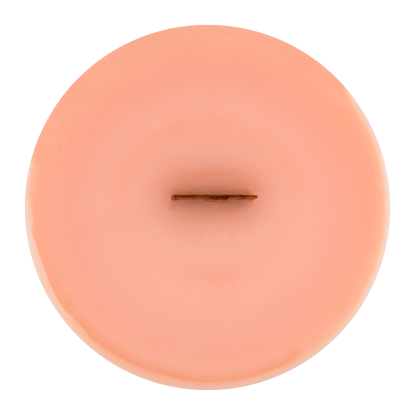 Top view of Poppy wick slip—peach colored refill insert scented with freesia, marshmallow, and mandarin.