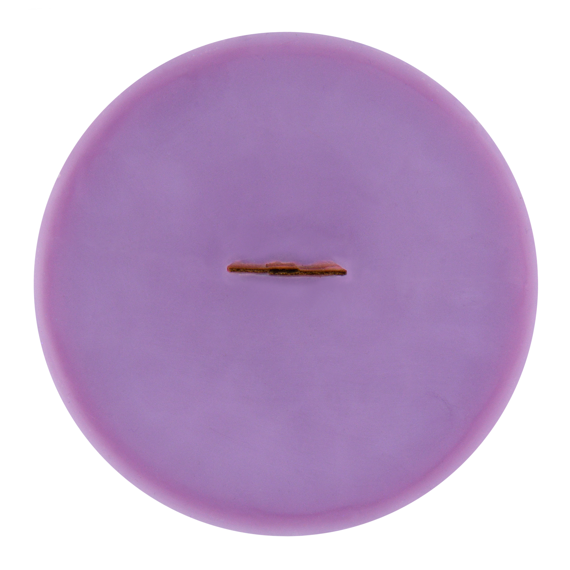Top view of Alpenglow wick slip—purple refill insert scented with bergamot, iris, and lavender.