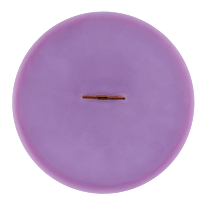 Top view of Alpenglow wick slip—purple refill insert scented with bergamot, iris, and lavender.