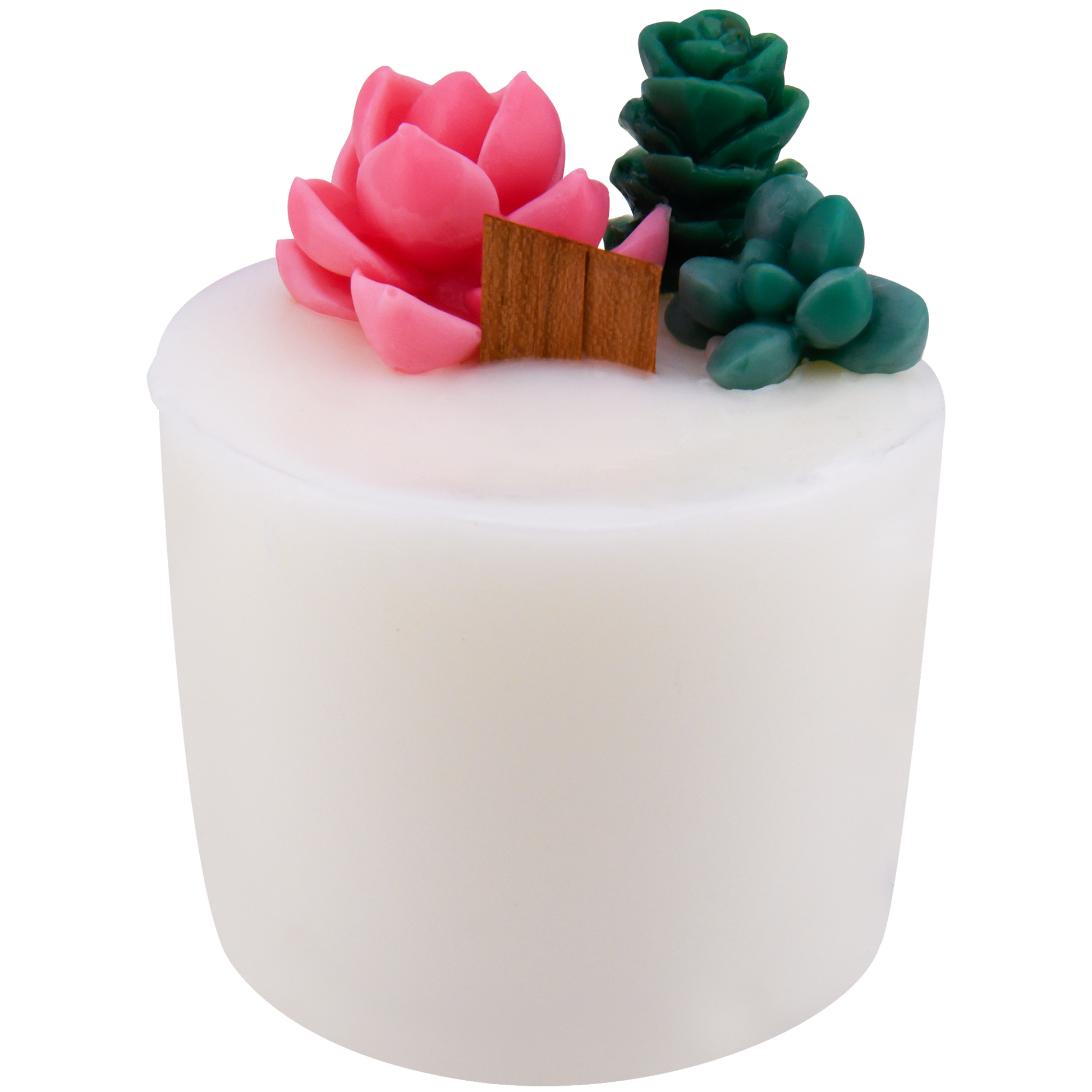 Body view of Bell Bottom Bouquet wick slip—white and decorated refill insert scented with rose, eucalyptus, palo santo, and freesia