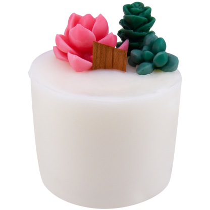Body view of Bell Bottom Bouquet wick slip—white and decorated refill insert scented with rose, eucalyptus, palo santo, and freesia