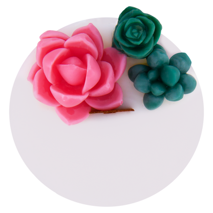 Top view of Bell Bottom Bouquet wick slip—white and decorated refill insert scented with rose, eucalyptus, palo santo, and freesia
