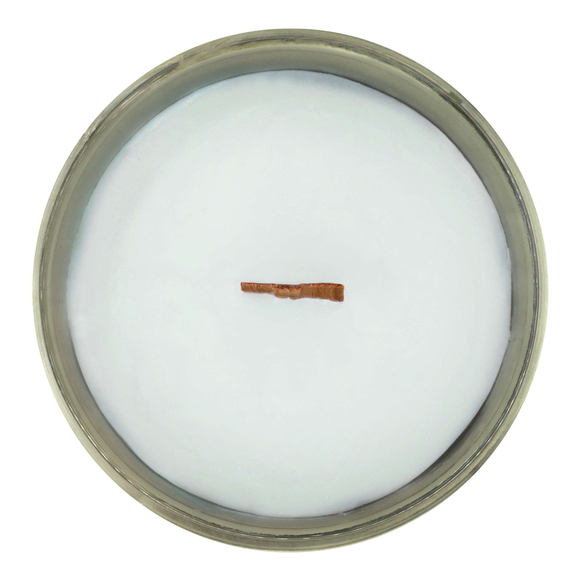 Top view of Eukalele candle inside of a green jar scented with eucalyptus and spearmint