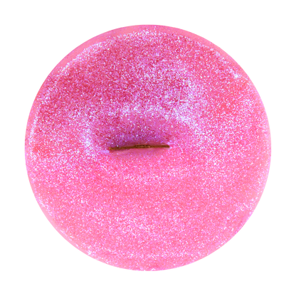 Top view of 1969 Far Out wick slip—pink and glitter refill insert scented with rich amber noir