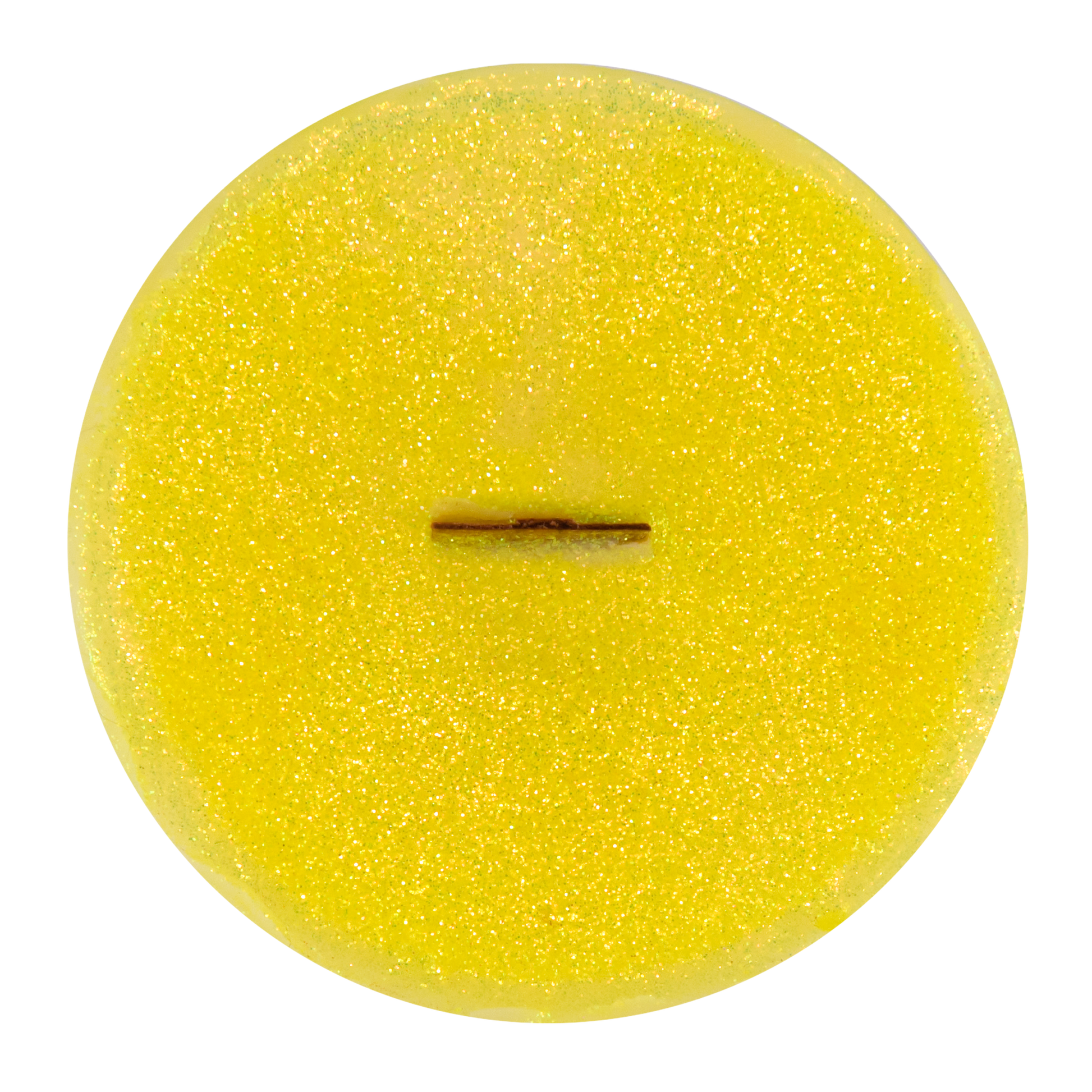 Top view of Grass Skirt wick slip—yellow and glitter refill insert scented with lemon grass essential oil