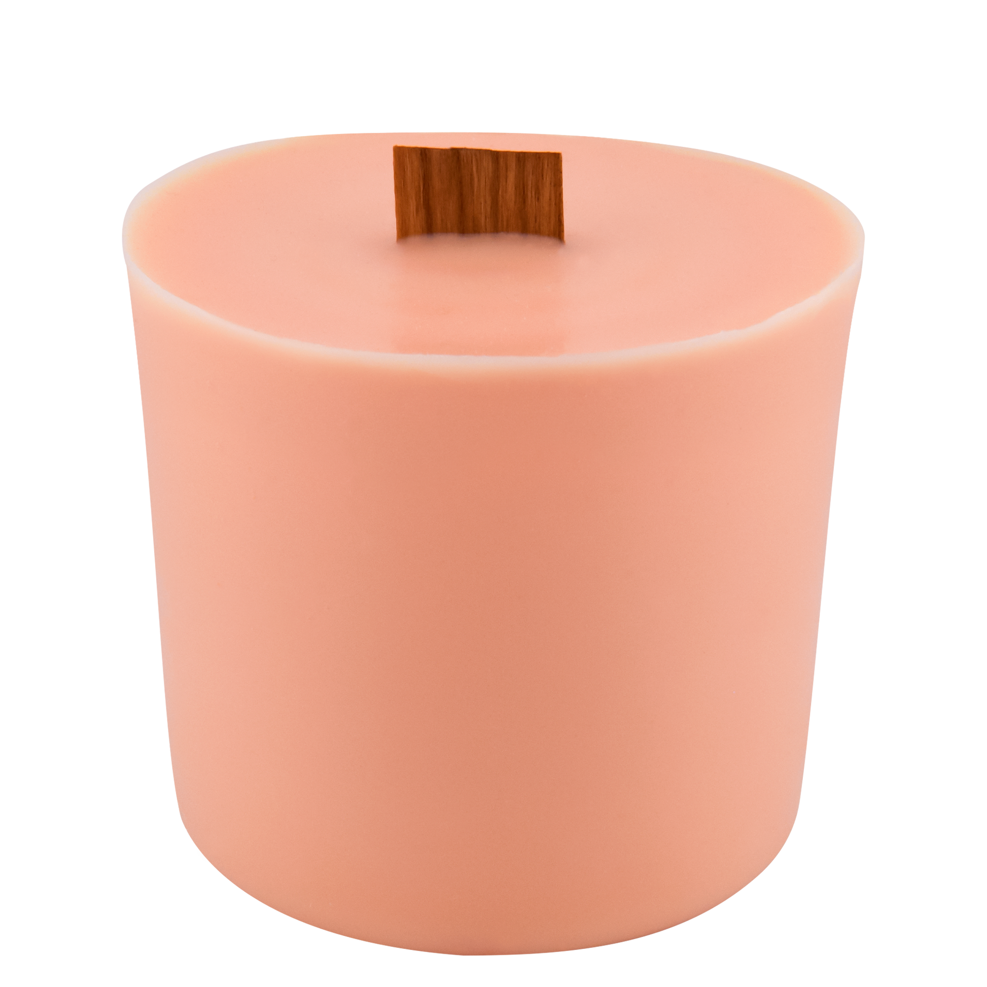 Body view of Poppy wick slip—peach-colored refill insert scented with freesia, marshmallow, and mandarin.