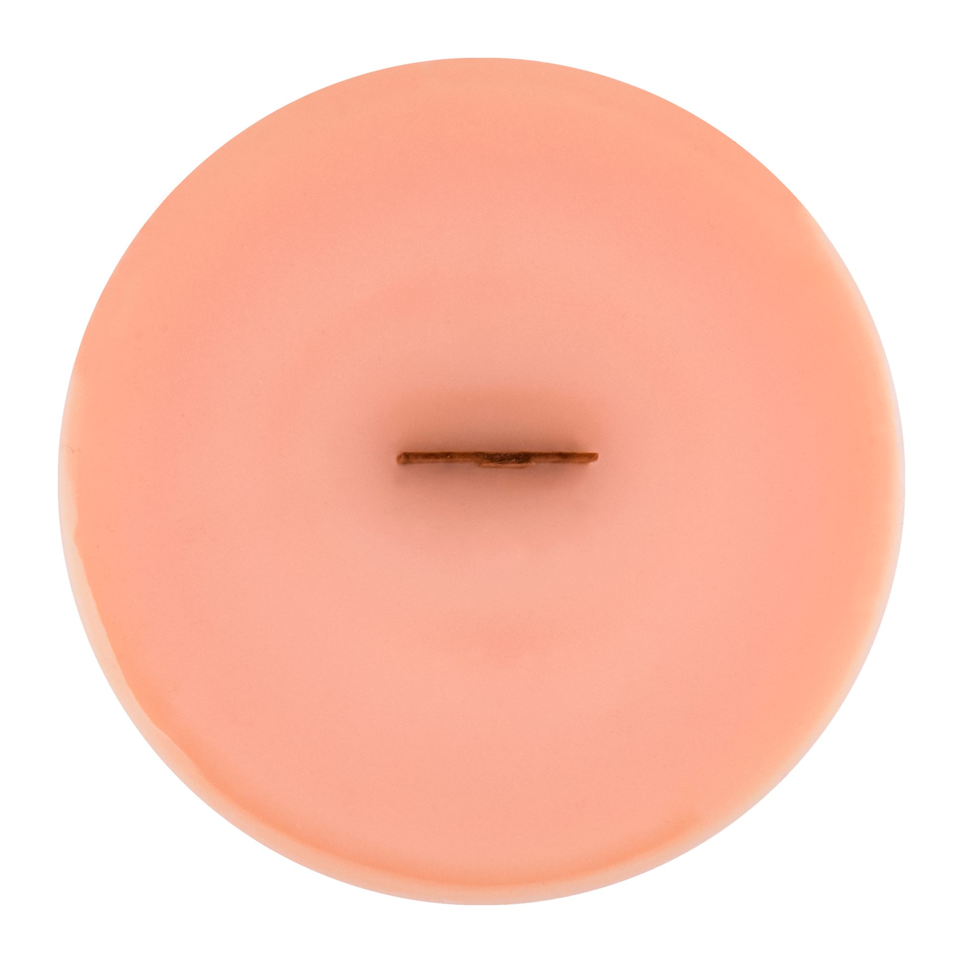 Top view of Poppy wick slip—peach colored refill insert scented with freesia, marshmallow, and mandarin.