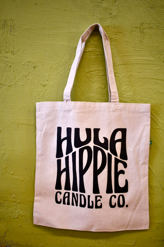 Canvas Cream Hula Hippie Logo tote bag